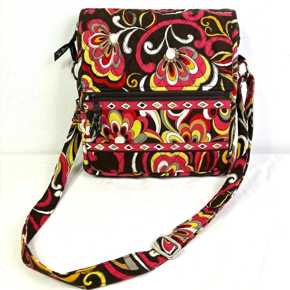 VERA BRADLEY Puccini Print Quilted Crossbody Messenger Bag Purse 60s 70s Boho - Picture 1 of 17
